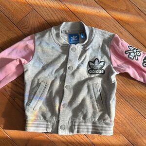 Adidas Gray and Pink Toddler Jacket